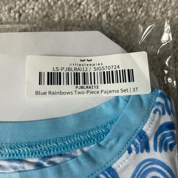 Little Sleepies Blue and White Rainbow Long Sleeve Tee - Picture 2 of 2